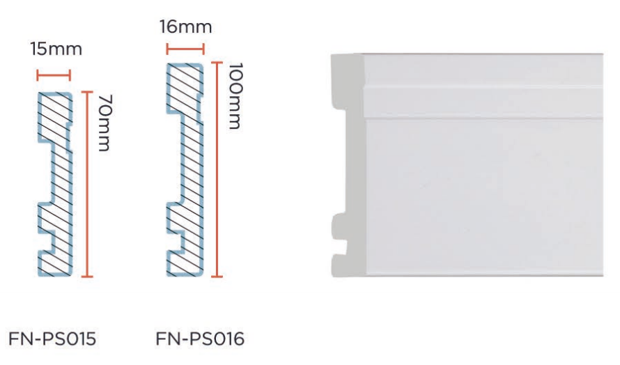 PS Skirting Board for Flooring 70*15mm 100*16mm FN-PS015-016