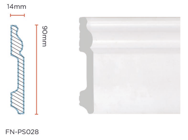 PS Skirting Board for Flooring 90*14mm  FN-PS028