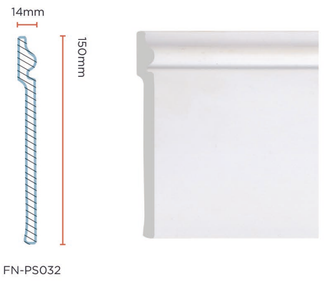 PS Skirting Board for Flooring 150*14mm FN-PS032