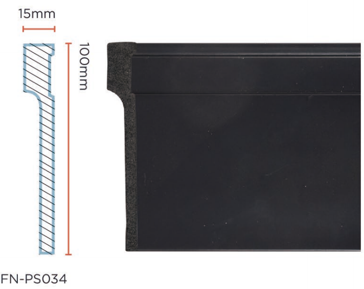 PS Skirting Board for Flooring  black 100*15mm FN-PS034