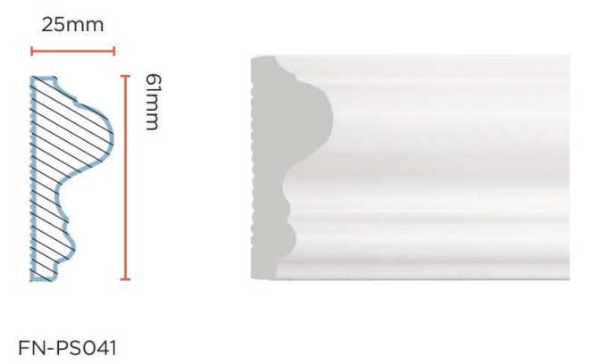 Customized PS Wall Molding for Interior walls 61*25mm FN-PS041