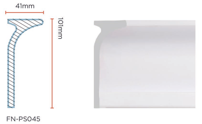 Customized PS Crown Molding for Wall-to-ceiling junction 101*41mm FN-PS045