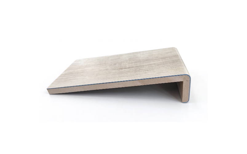 MDF stair tread with LVT lamination